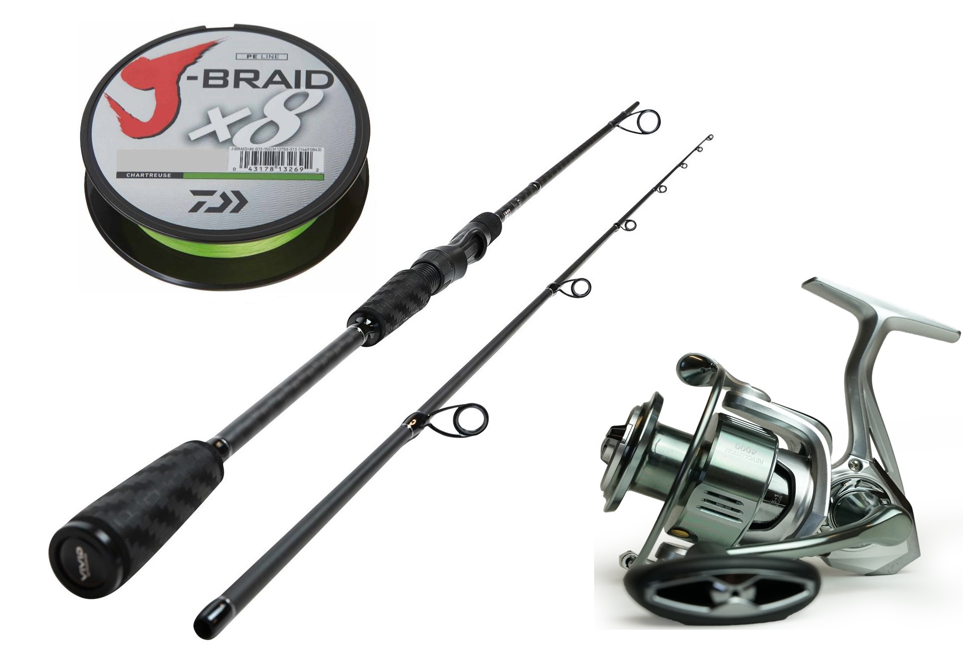 DLT Vivid Zeebaars Set - Hengel 3.00m - 30-100gr - 300m Daiwa Gevlochten lijn - Molen Revolution maat 5000 - Complete set 