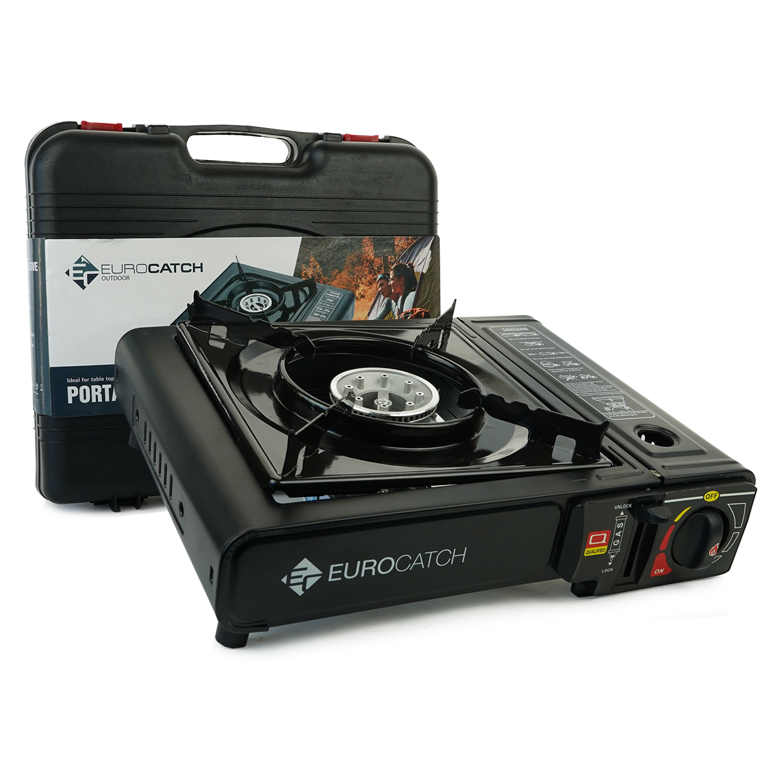 Eurocatch Outdoor - Kooktoestel op Gas - incl 4 Gasbussen -Gas Stove - Camping Kooktoestel - Gaspit - Gasfornuis - Gasstel - Cooker - Draagkoffer