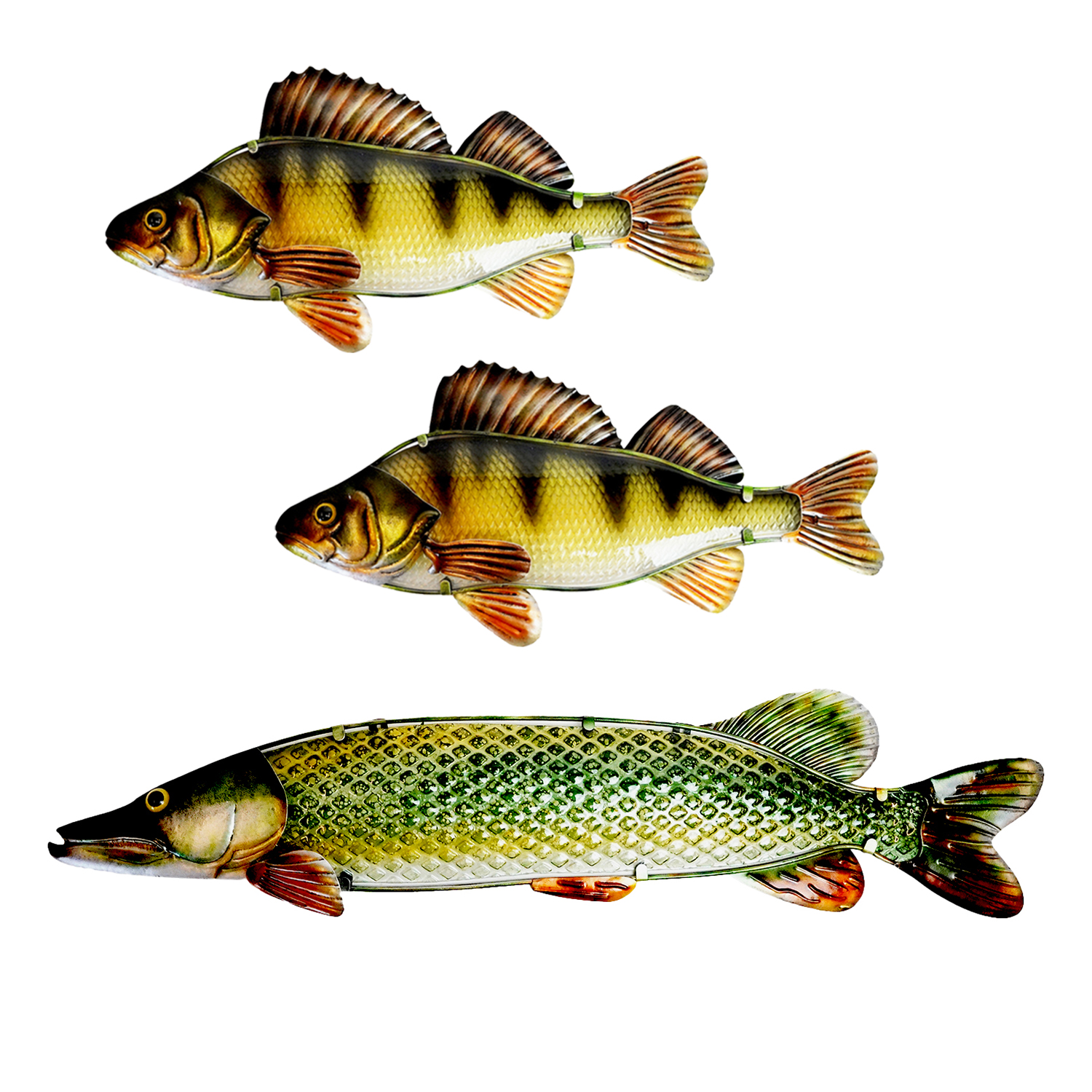 Eurocatch Snoek & Baars Wanddecoset - Muurdecoratie - 90cm - 3-D Metaal en Glas - Kunst - Cadeau Tip