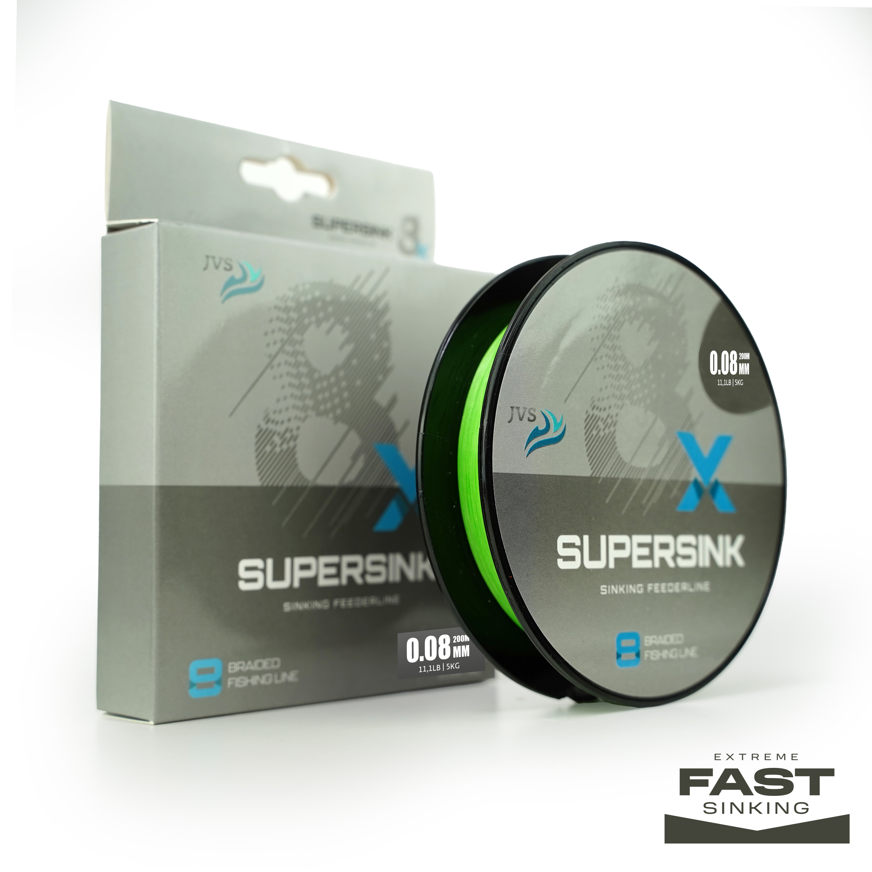 JVS SuperSink 8-Braid - Feederline - 200m - 0.08mm - 5kg - Sinking