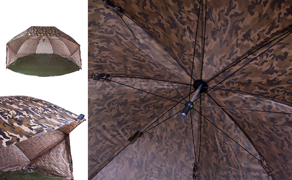 Faith Oval Brolly | 60 Inch | Oval Paraplu | Shelter | Incl. Grondzeil en Stormpalen | 3.00m |  Camouflage 